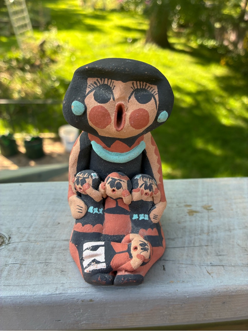 Handmade Caroline Sandro Storyteller Indigenous Pottery Figure Signed